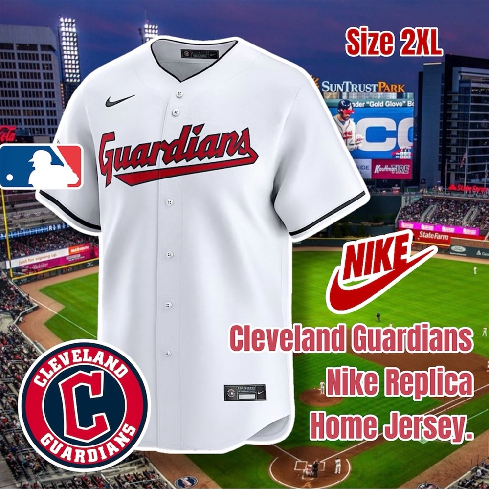 Nike Cleveland Guardians Engineered Baseball Jersey, Size 2XL (White, Home)